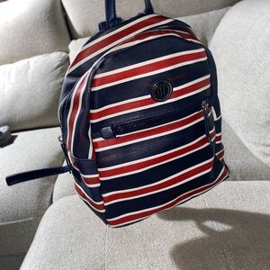 Tommy Hilfiger Men's Navy and Red Striped Backpack